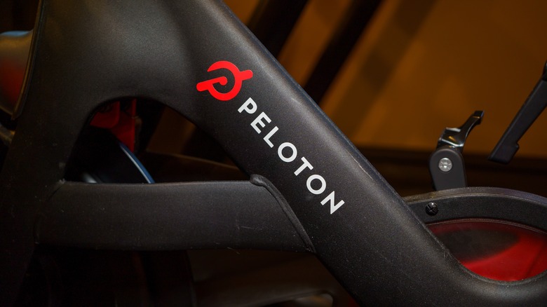 Peloton logo on bike frame